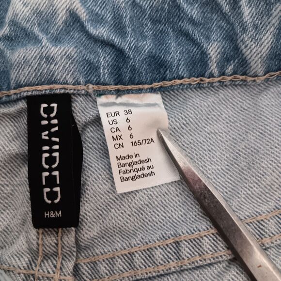 Divided Wide Leg Denim Barrel Jeans Sz 6 Light Wash 100% Cotton Loose Fit - Picture 10 of 13